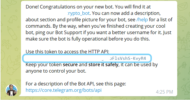 Bot Successfully Created - Telegram crypto price bot